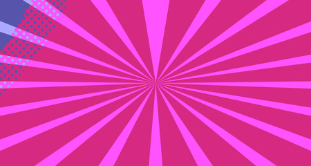 Vintage colorful comic book background. Red violet blank bubbles of different shapes. Rays, radial, halftone, dotted effects. For sale banner empty Place for text 1960s. Copy space vector eps10.