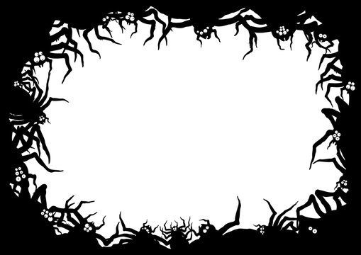 Spiders frame/ Illustration horizontal frame with spiders
