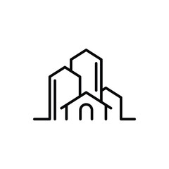 Vector flat construction company brand design templates. Building, business company and architect bureau insignia, logo illustration isolated on white background. Line art.
