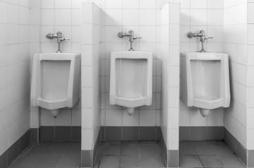 urinals sanitary in toilet room