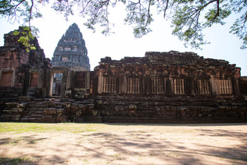 The Phimai castle historical park is the largest ancient Khmer architecture temples. Prasat Hin Phimai ancient sandstone castle in Thailand.
