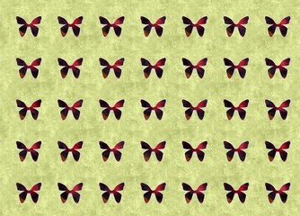 seamless pattern with butterfly  yellow background
