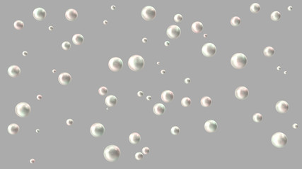 Background of pearls arranged in a chaotic order on a gray background. 3d rendering