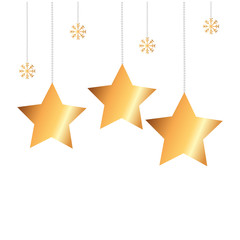 stars with snowflakes hanging decoration christmas vector illustration design