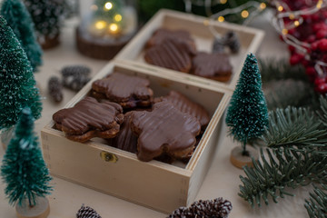 traditional home made German Chocolate Christmas Cookies filled with jam