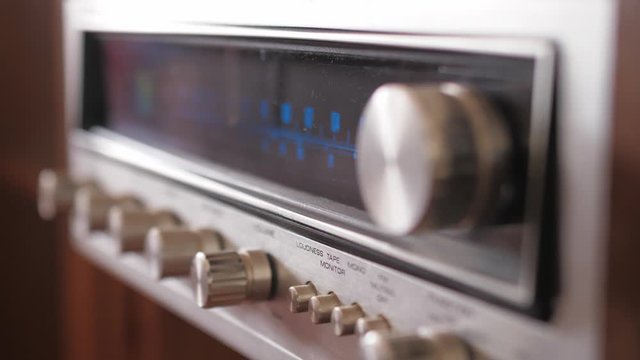 vintage old radio station tuning frequency scale search	