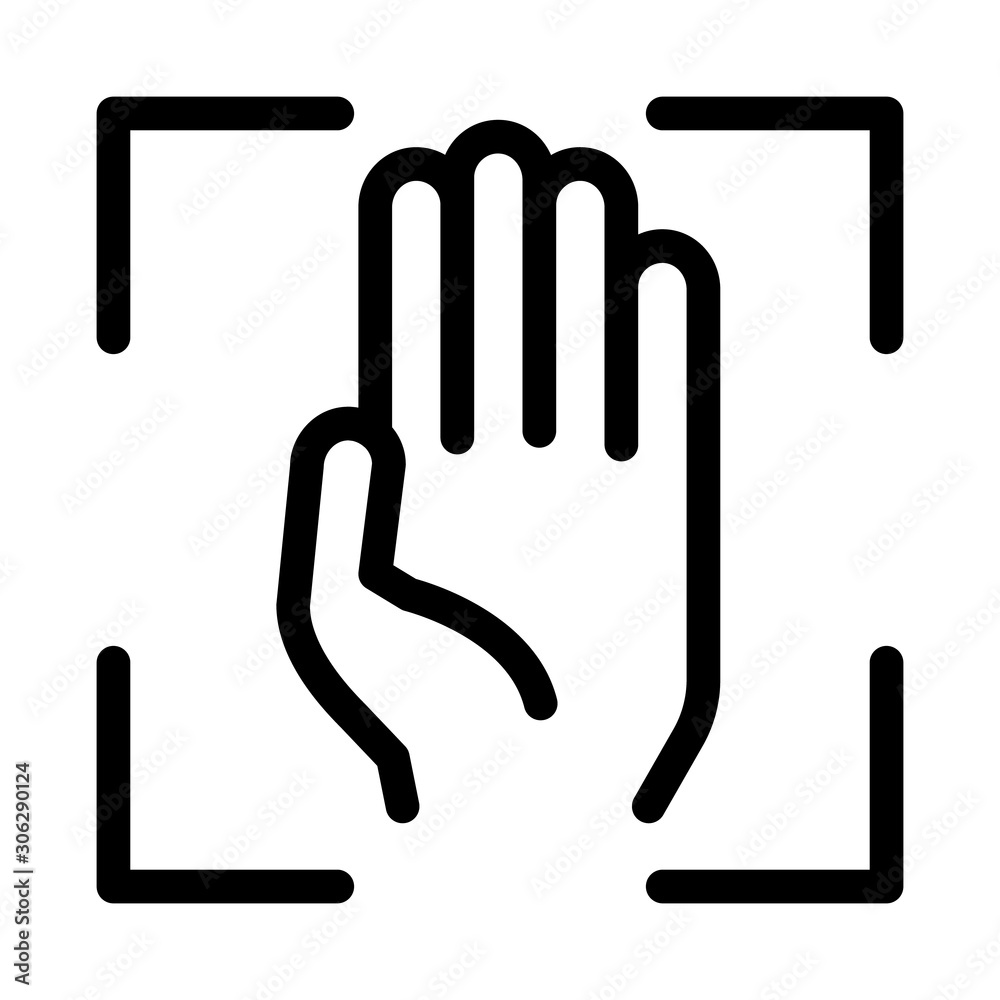 Poster person handprint scan icon vector. outline person handprint scan sign. isolated contour symbol illus