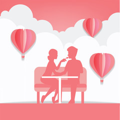 Couples Dating in Valentine's Day , Cartoon character,Vector and illustration