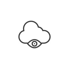 Privacy cloud storage line icon. linear style sign for mobile concept and web design. Cloud and eye outline vector icon. Data protection symbol, logo illustration. Vector graphics