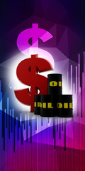 oil barrel with dollar 3d illustration