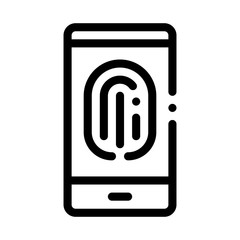 Scan Fingerprint in Phone Icon Vector. Outline Scan Fingerprint in Phone Sign. Isolated Contour Symbol Illustration