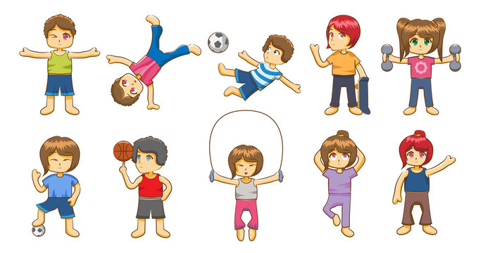 Kid workout set collection vector graphic design