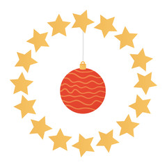 ball christmas hanging in frame circular vector illustration design