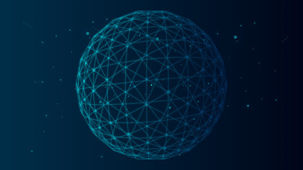 Stars in the universe, polygonal sphere constructed by dots and lines, creative background of science and technology concepts.