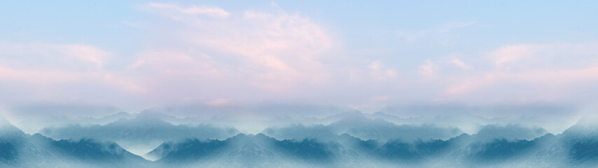 Chinese ink wash style sunset mountain scenery background