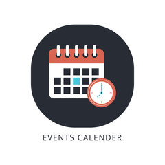 Events calendar and clock concept