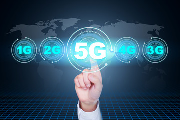 5G development concept creative diagram, high-speed wireless mobile data.