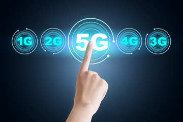 5G development concept creative diagram, high-speed wireless mobile data.
