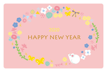 年賀状　2020　ねずみ年　デザイン　北欧