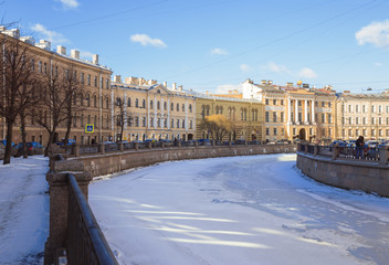 Fototapeta na wymiar Embankment of the Griboyedov canal in St. Petersburg
