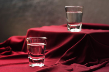 Vodka in a shot glass prepared for a party