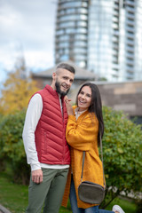 Fototapeta premium Delighted happy couple enjoying their time together