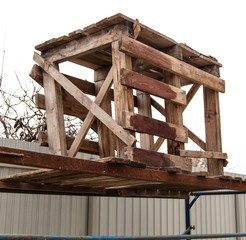 Wooden table for a worker at a home construction site