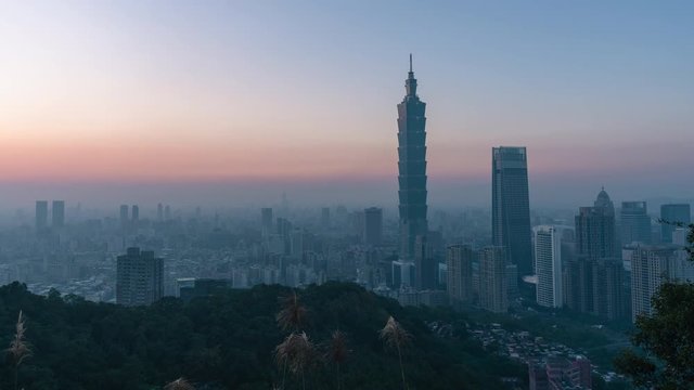 Time lapse, The most beautiful Viewpoint taipei city sunset to Night in taiwan.