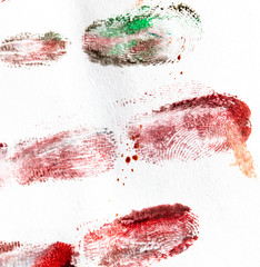 Imprint of a children's hand made of paints