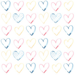 Seamless pattern Watercolor Valentine colorful pastel Heart Clipart Valentines day colorful pastel hearts, trendy, spring, love, wedding, romantic,  digital paper