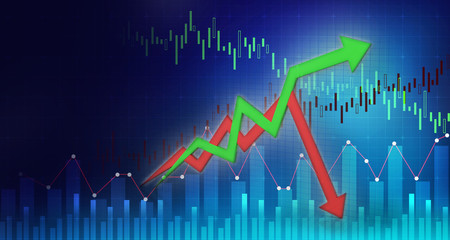 3d illustration inflation and deflation graph