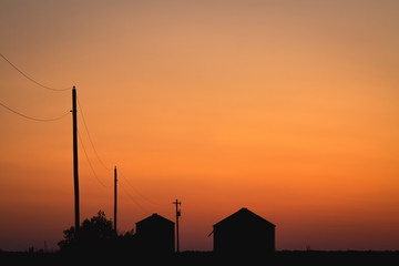 silhouette of tower at sunset