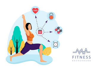 Health and fitness concept graphic, Women's fitness - Vector Illustration