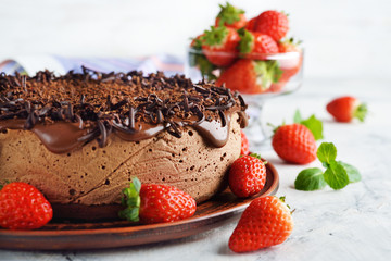 Chocolate cake with strawberries