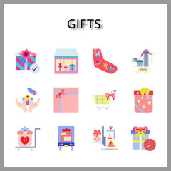 Gift box icon set isolated on white background for web design