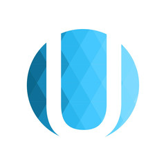 Letter U logo. Blue low poly concept. Flat Vector illustration