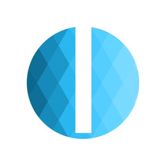 Letter I logo. Blue low poly concept. Flat Vector illustration