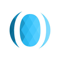 Letter O logo. Blue low poly concept. Flat Vector illustration