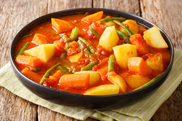 Ethiopian Yataklete Kilkil This rich stew is a popular dish in Ethiopia close-up in a bowl. horizontal