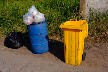 Bin and garbage in the park are very diety.