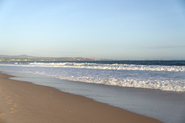 beach, sea, sand, ocean, water, sky, coast, waves, wave, blue, nature, landscape, surf, horizon, vacation, shore, travel, summer, clouds, sun, cloud, coastline, white, baltic