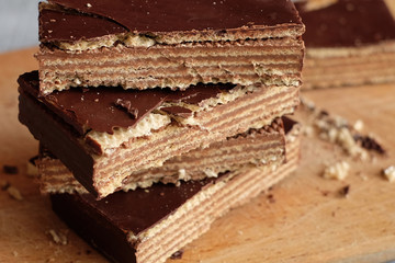 Chocolate Wafers, one over the other.