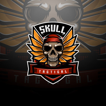Winged skull tactical logo esport