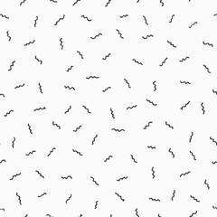 Abstract simple monochrome hand drawn trendy pattern. Vector geometric texture in retro fashion memphis style 80-90s. Hipster curve line background.