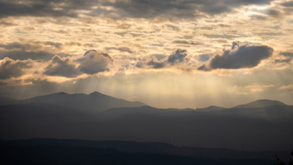 Apuseni mountains at sunset