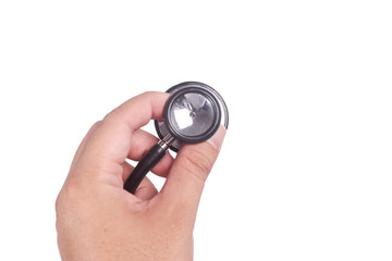 Doctor Hand Holding Stethoscope Isolated on White