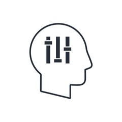 Control . The head of a human. Vector linear icon on a white background.