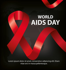 poster of world aids day with ribbon vector illustration design