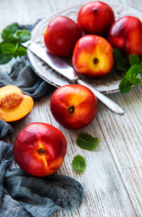 Plate with fresh nectarines