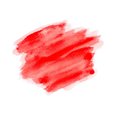 brush stroke red watercolor on white background.